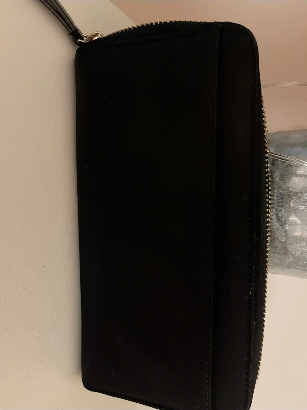 kate spade Black Zip Around Wallet with Gold Accent